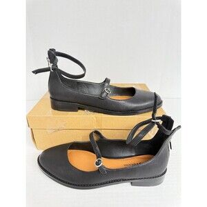 -1437 Lucky Brand Black Leather Flats-US 9.5 Womens